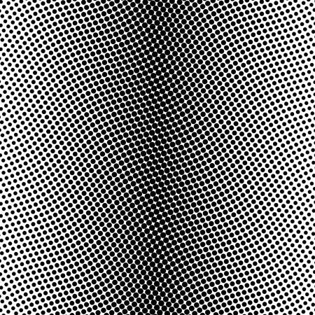 Black halftone bilinear vertical gradient line of dots in wavy arrangement on white background. Retro abstract vector design element.のイラスト素材