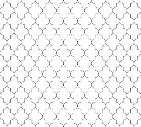 Moroccan islamic seamless pattern background in black and white. Vintage and retro abstract ornamental design. Simple flat vector illustration.のイラスト素材