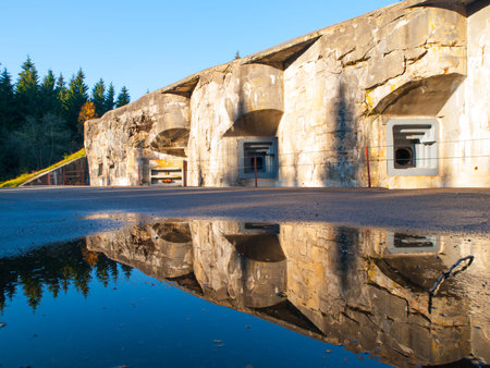 Artillery fortress Hanicka in Orlicke Hory, Czech Republic. Old massive stronghold from World War...