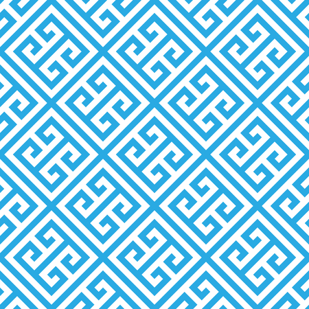 Greek key seamless pattern background in black and white. Vintage and retro abstract ornamental design. Simple flat vector illustration.の写真素材