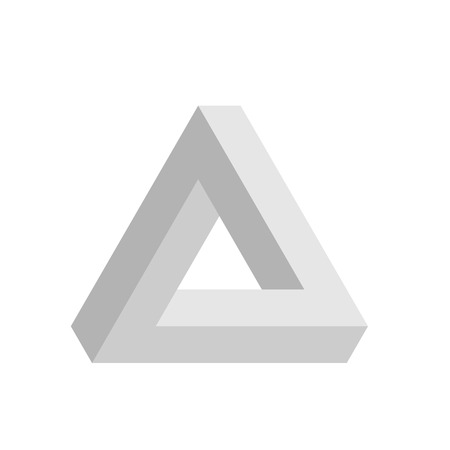 Penrose triangle icon in grey. Geometric 3D object optical illusion. Vector illustration.のイラスト素材