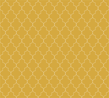 Moroccan islamic seamless pattern background in golden color. Vintage and retro abstract ornamental design. Simple flat vector illustration.のイラスト素材