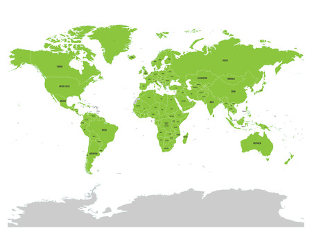 Map of United Nation with green highlighted member states. UN is an intergovernmental organization of international co-operation.のイラスト素材