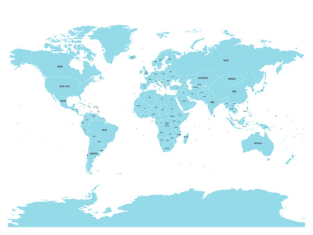 Political map of world with in blue. EPS10 vector illustration.の写真素材