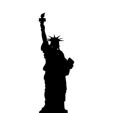 Statue of Liberty, New York, USA. Simple black vector silhouette on white background.のイラスト素材