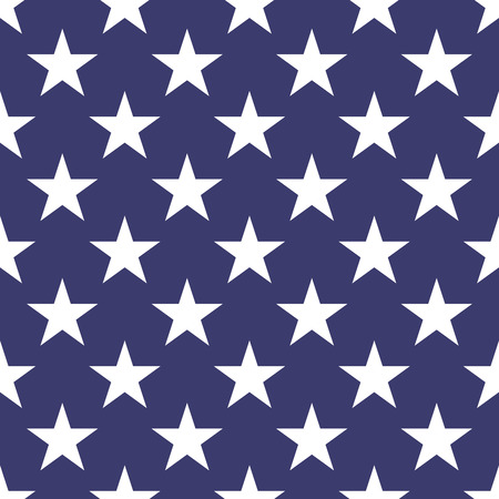 Seamless pattern of white five-pointed stars on blue background. Vector illustration.のイラスト素材