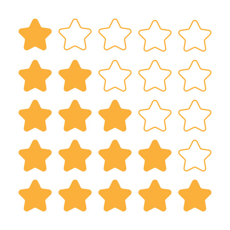 5 star rating set. Simple rounded shapes in grey and yellow.のイラスト素材