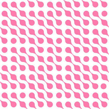 Abstract background of pink connected dots in diagonal arrangement on white background. Molecule theme wallpaper. Seamless pattern vector illustration.のイラスト素材