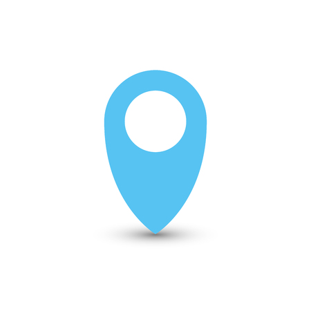 Blue map pointer with dropped shadow on white background. EPS10 vector illustration.のイラスト素材