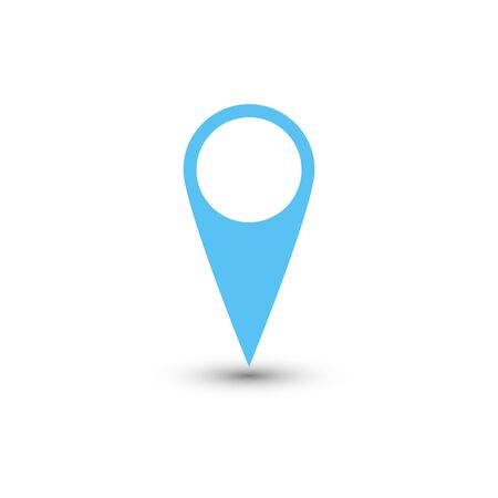 Blue map pointer with dropped shadow on white background. vector illustration.のイラスト素材