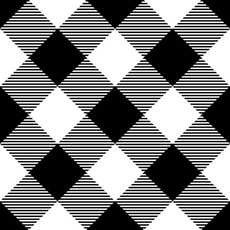 Lumberjack plaid pattern in black and white.のイラスト素材