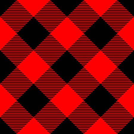 Lumberjack plaid pattern in red and black. Seamless vector pattern. Simple vintage textile design.のイラスト素材