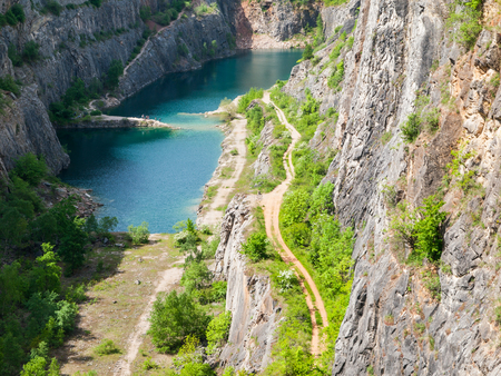 Old limestone quarry called Big Amerika in Central Bohemia near Prague, Czech Republic.の写真素材
