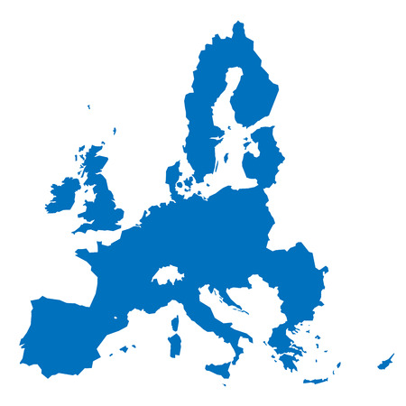 European Union territory blue silhouette isolated on white background. Map of EU. Vector illustration.のイラスト素材
