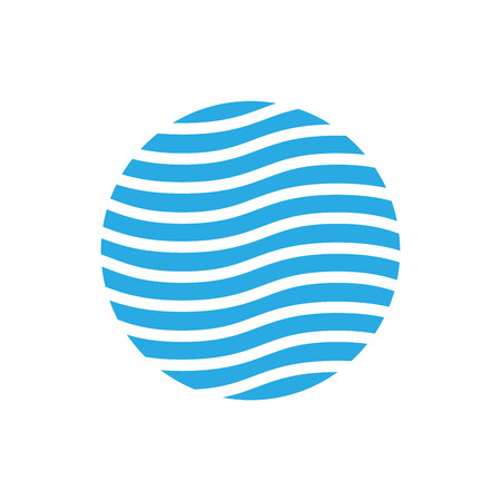 Wavy logo design template. Blue theme. Abstract blue waves in the circle. Vector illustration.のイラスト素材