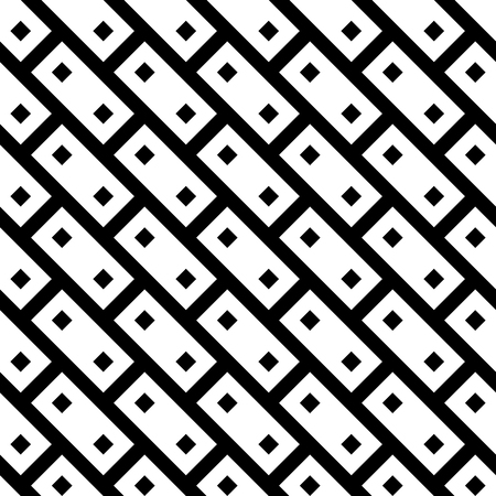 Abstract seamless pattern background. Black brick design elements in diagonal arrangement isolated on white background. Vector illustration.のイラスト素材