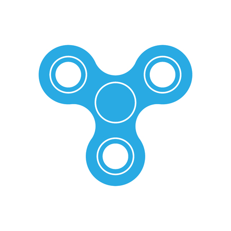 Three-bladed fidget spinner - popular toy and anti-stress tool. Blue simple flat vector icon isolated on white background.のイラスト素材
