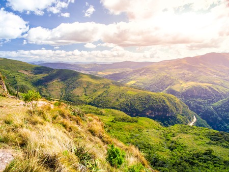 Andean landscape around Samaipata village, Bolivia, South Americaの写真素材