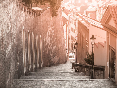 Castle stairs leading from Prague Castle, Hracany, Prague, Czech Republic