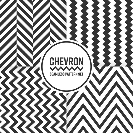 Chevron seamless pattern background set. Black and white vector illustration.のイラスト素材