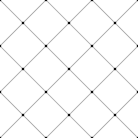 Abstract seamless pattern background. Regular diagonal grid of solid lines with dots in the cross points. Vector illustration.のイラスト素材