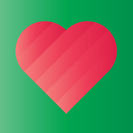 Pink heart in gradient stripes on green illustration.のイラスト素材