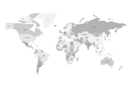 Political map of World. Simplified vector map in four shades of gray.のイラスト素材