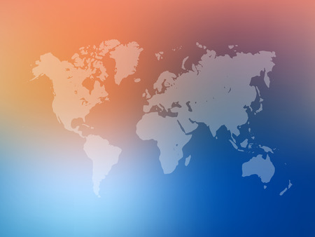 Partly transparent World map silhouette on pink gradient mesh background. Vector illustration.のイラスト素材