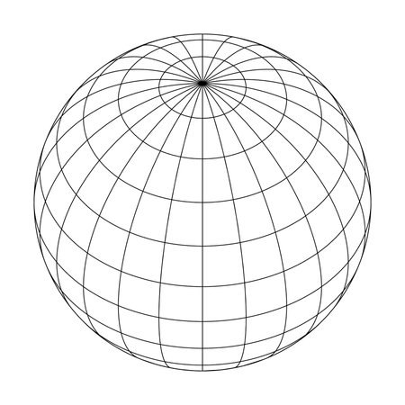 Earth planet globe grid of meridians and parallels, or latitude and longitude. 3D vector illustration.のイラスト素材