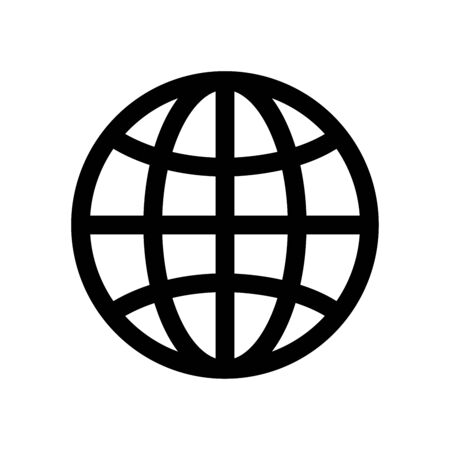 Globe symbol. Planet Earth or internet browser sign. Outline modern design element. Simple black flat vector icon with rounded corners.の写真素材