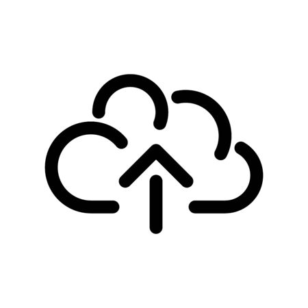 Cloud icon, symbol of online storage with arrow as a upload sign. Outline modern design element. Simple black flat vector sign with rounded corners.のイラスト素材