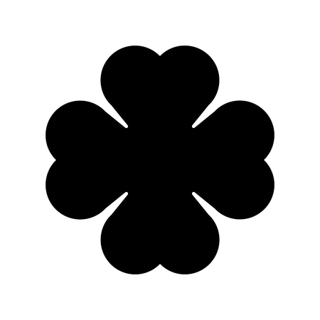 Shamrock silhouette - black four leaf clover icon. Good luck theme design element. Simple geometrical shape vector illustration.のイラスト素材