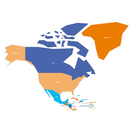 Very simplified infographical political map of North America. Simple geometric vector illustration.の写真素材