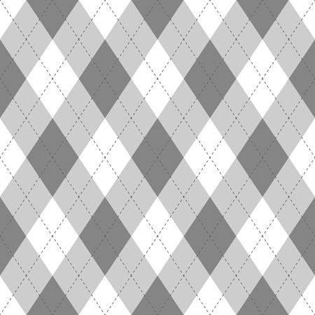 Grey argyle seamless pattern background.Diamond shapes with dashed lines. Simple flat vector illustration.のイラスト素材