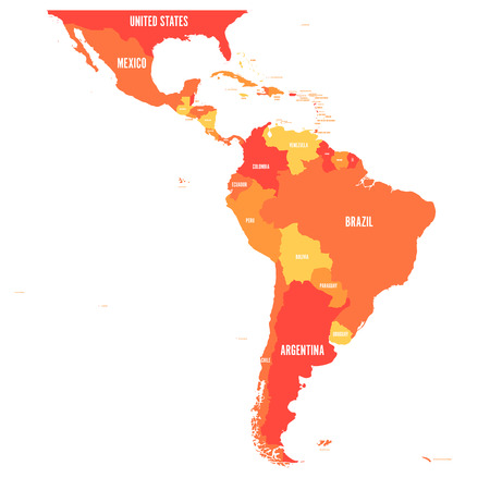 Map of Latin America. Vector illustration in shades of orange.のイラスト素材