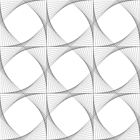 Abstract seamless pattern background of thin black curves. Net of striped stars. Vector illustration.のイラスト素材