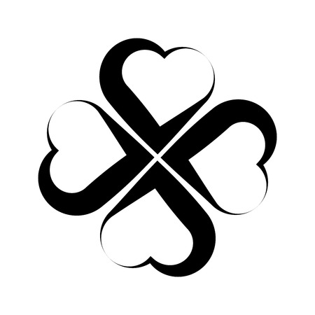 Shamrock symbol. Fourleaf clover black vector outline.のイラスト素材