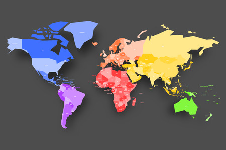 Colorful map of World. Simplified vector map with country name labels.のイラスト素材