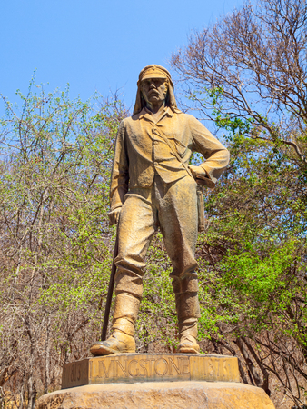 VICTORIA FALLS, ZIMBABWE - OCTOBER 4, 2013: Statue of David Livingstone in Victoria Falls National Park, Zimbabwe.のeditorial素材