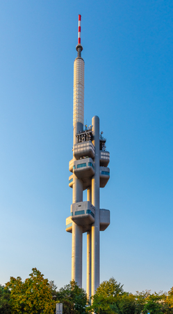 Zizkov Television Tower in Prague, Czech Republic.の写真素材