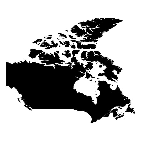 Canada - solid black silhouette map of country area. Simple flat vector illustration.のイラスト素材