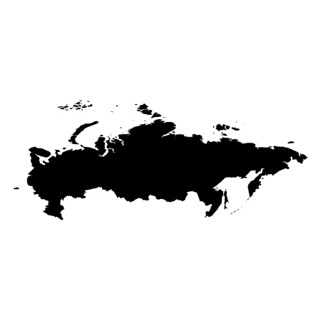 Russia - solid black silhouette map of country area. Simple flat vector illustration.のイラスト素材
