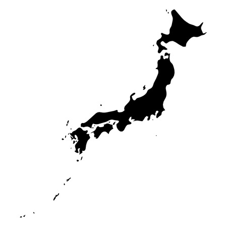 Japan - solid black silhouette map of country area. Simple flat vector illustration.のイラスト素材