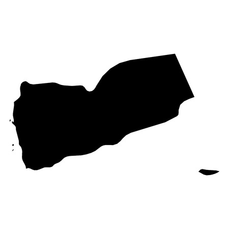 Yemen - solid black silhouette map of country area. Simple flat vector illustration.のイラスト素材