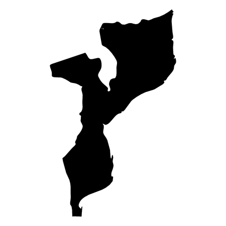 Mozambique - solid black silhouette map of country area. Simple flat vector illustration.のイラスト素材