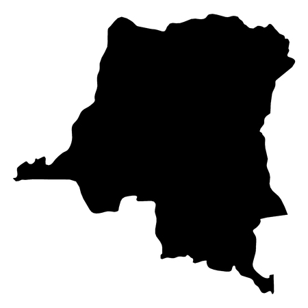 Democratic Republic of the Congo - solid black silhouette map of country area. Simple flat vector illustration.の写真素材