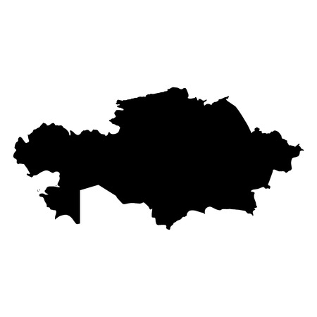 Kazakhstan - solid black silhouette map of country area. Simple flat vector illustration.のイラスト素材