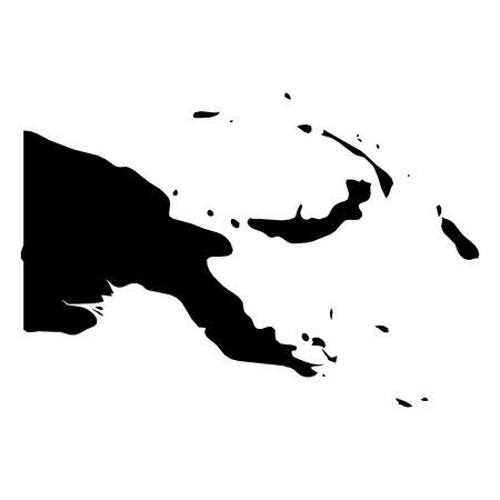 Papua New Guinea - solid black silhouette map of country area. Simple flat vector illustration.のイラスト素材