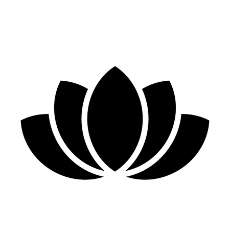 Lotus plant symbol. Spa and wellness theme design element. Flat black vector illustration.の写真素材
