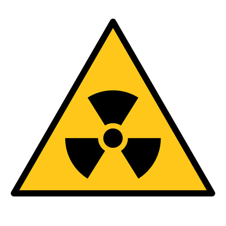 Radioactive material sign. Symbol of radiation alert, hazard or risk. Simple flat vector illustration in black and yellow.のイラスト素材